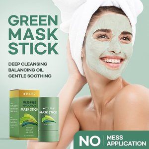 Tulipa Green Tea Mask Stick Deep Cleansing Smearing Mask, Clay Charcoal Facial